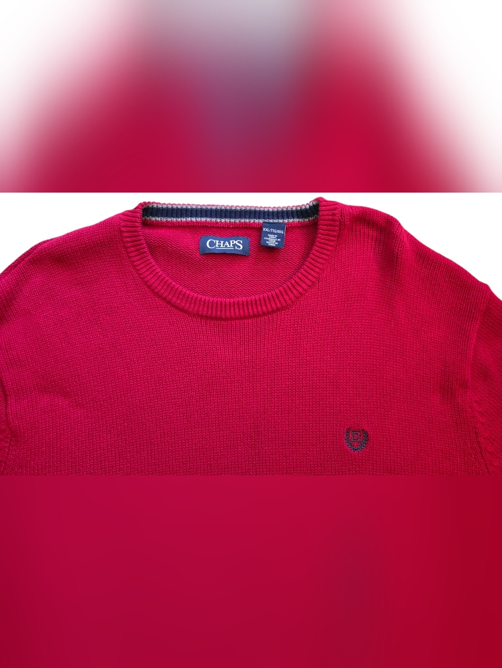 Chaps 2XL Red Crew Neck Classic Knit Pullover Sweater XXL - Picture 3 of 7